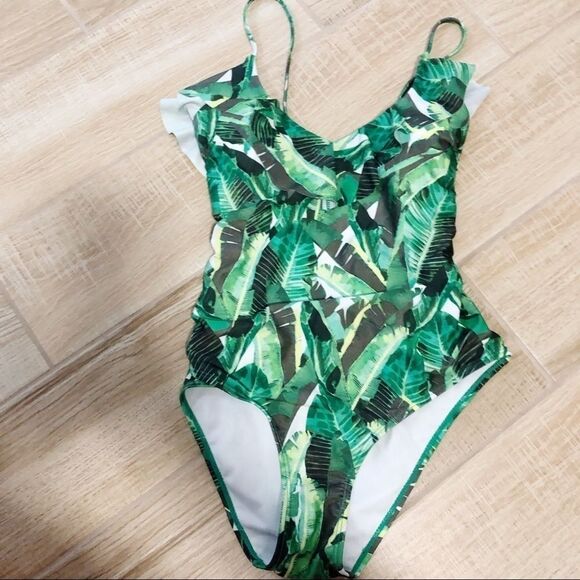 Lefties One piece bathing suit tropical print sz M - Picture 1 of 6